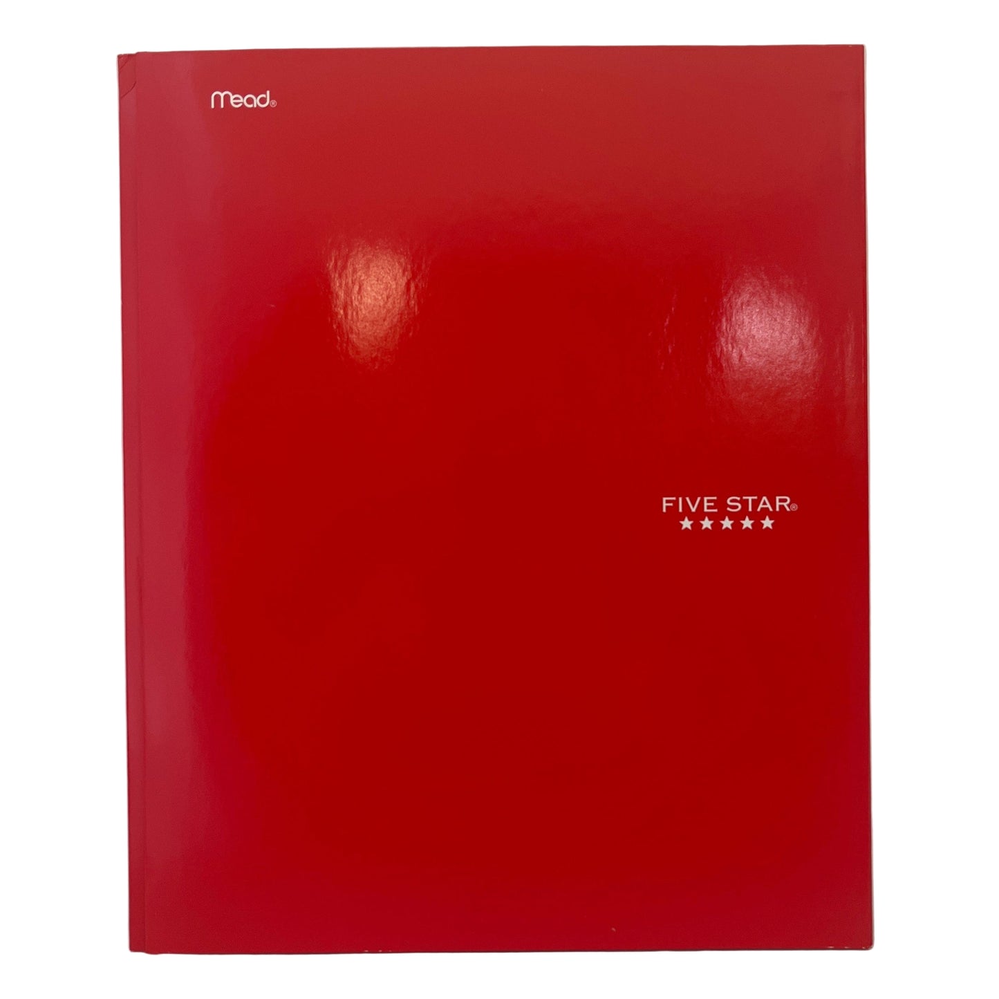 Red notebook with 'Five Star' branding on a white background