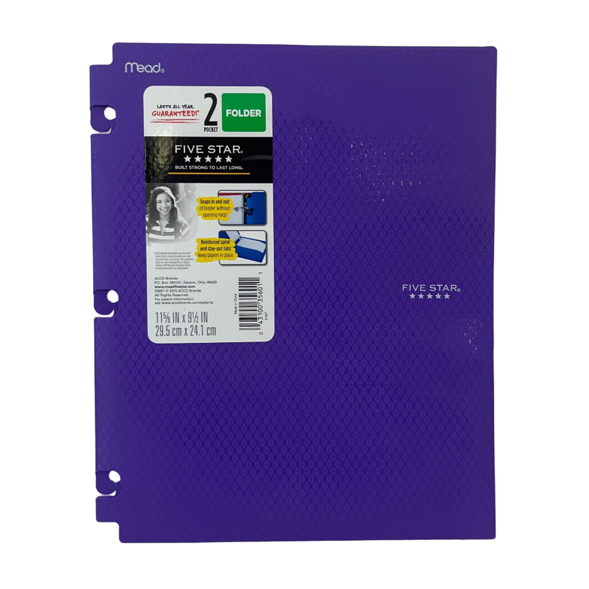 Blue notebook with labels on a white background