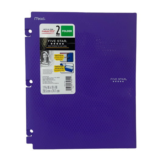 Blue notebook with labels on a white background