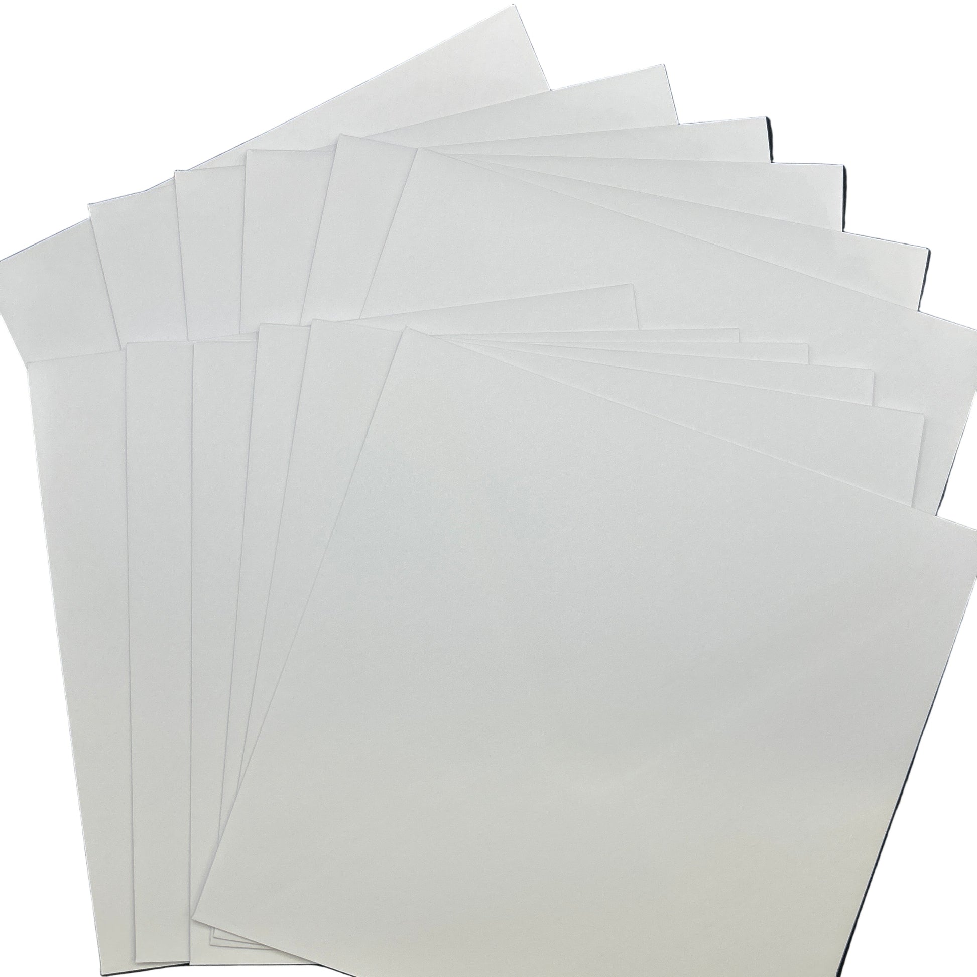 Stack of white paper sheets on a white background