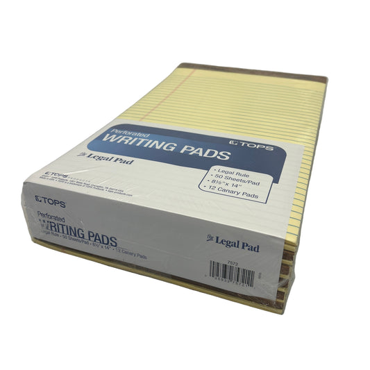 Box of TOPS writing pads on a white background