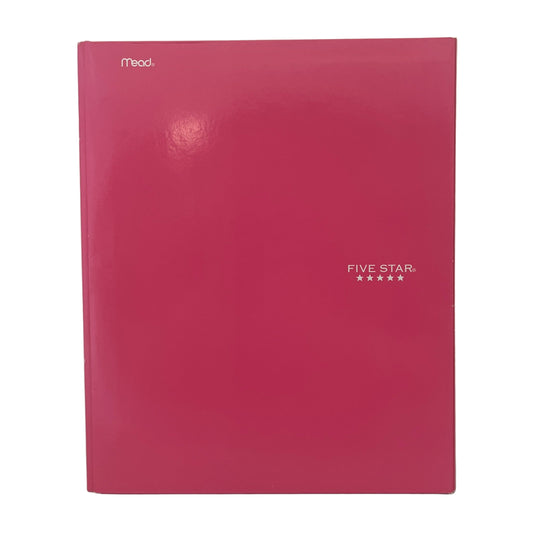 Pink five-star notebook with 'Mead' branding on a white background