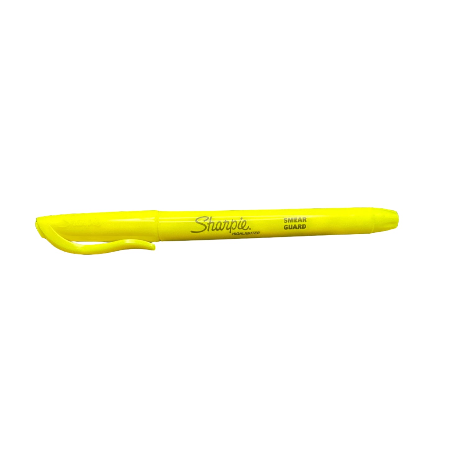 Yellow Sharpie marker on a white background