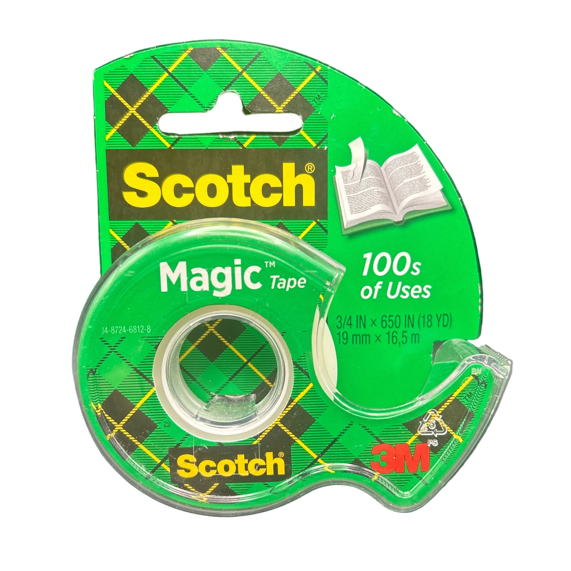 Scotch Magic Tape with green packaging on a white background