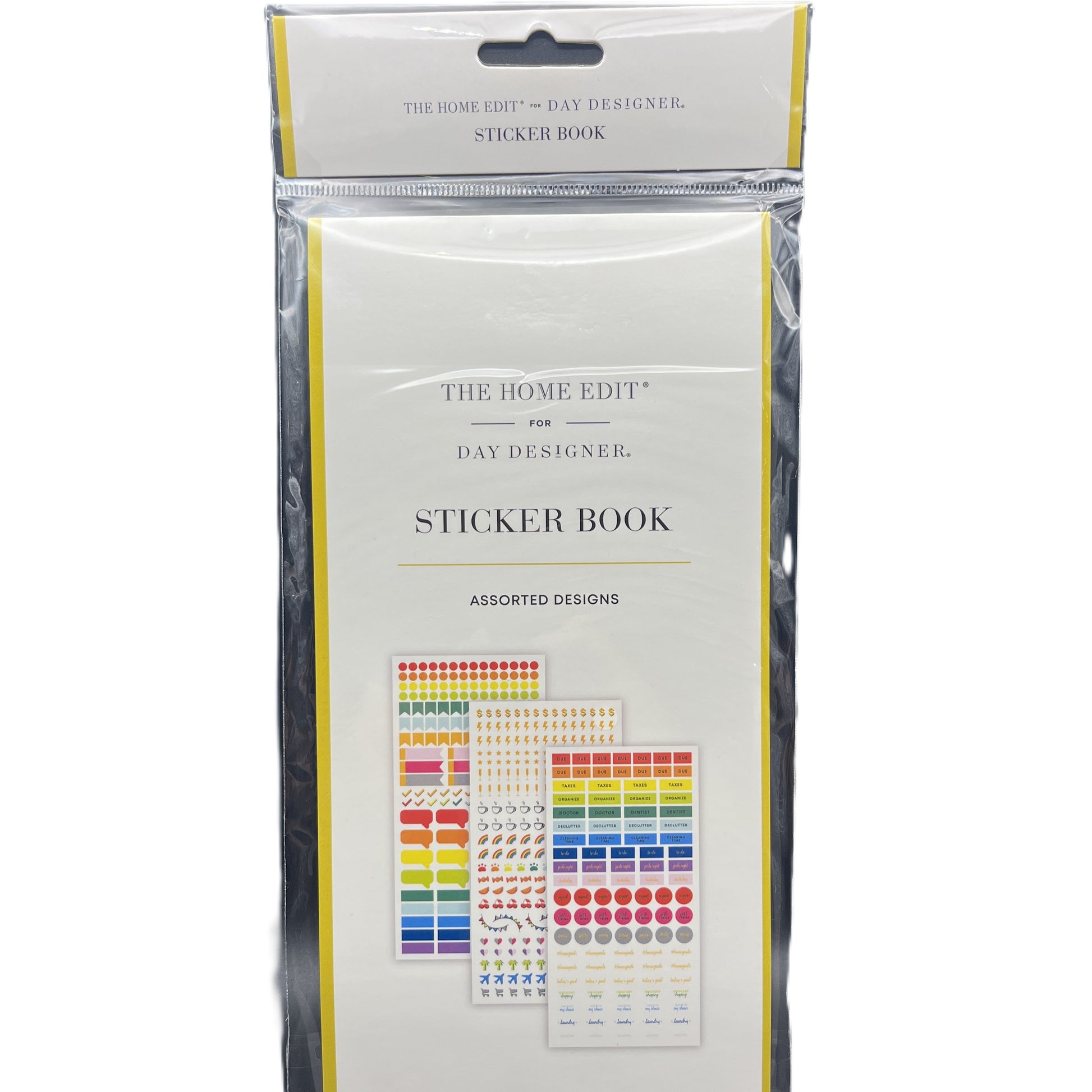 Packaged sticker book with colorful designs on a white background