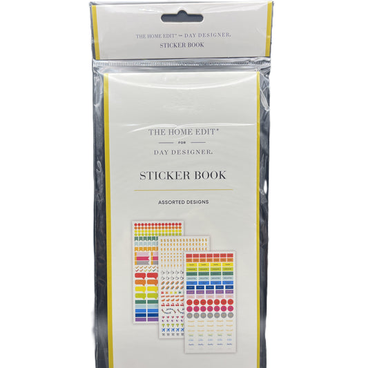 Packaged sticker book with colorful designs on a white background