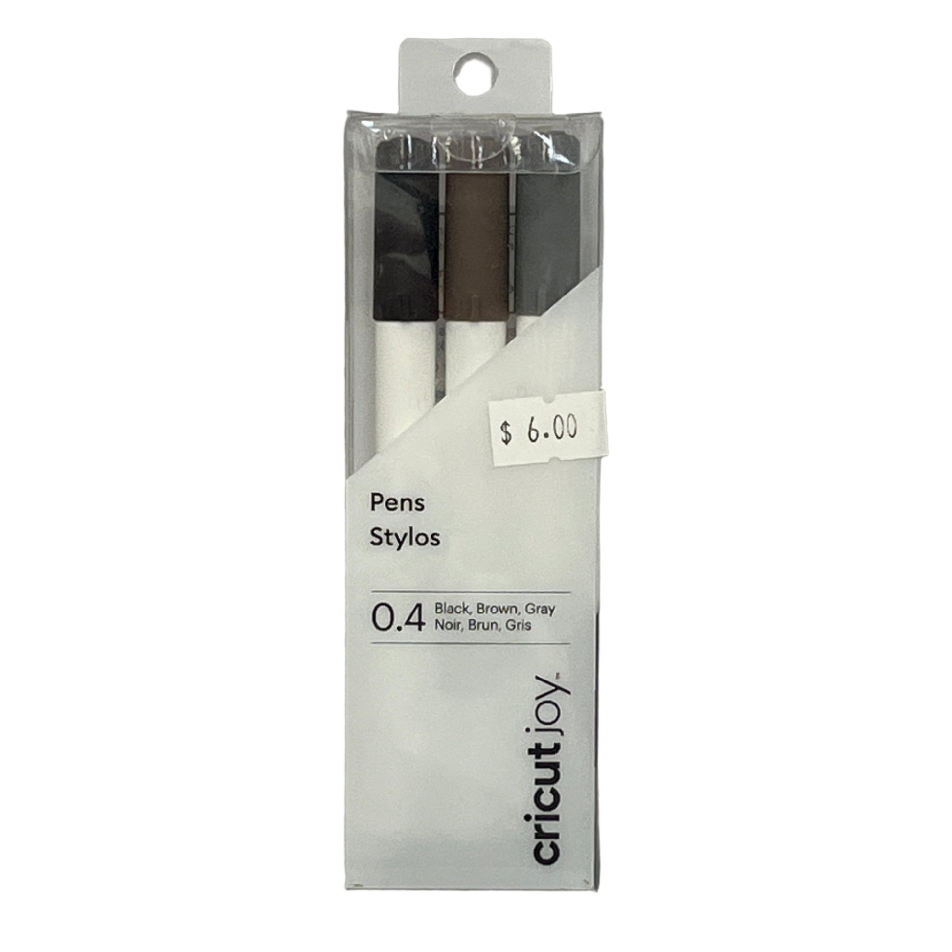 Cricut Joy pen styles packaging on a gray background