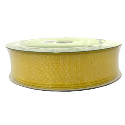 Yellow Linen Look Solid - 1.5” x 50 yds - Wire Edged Premium Ribbon