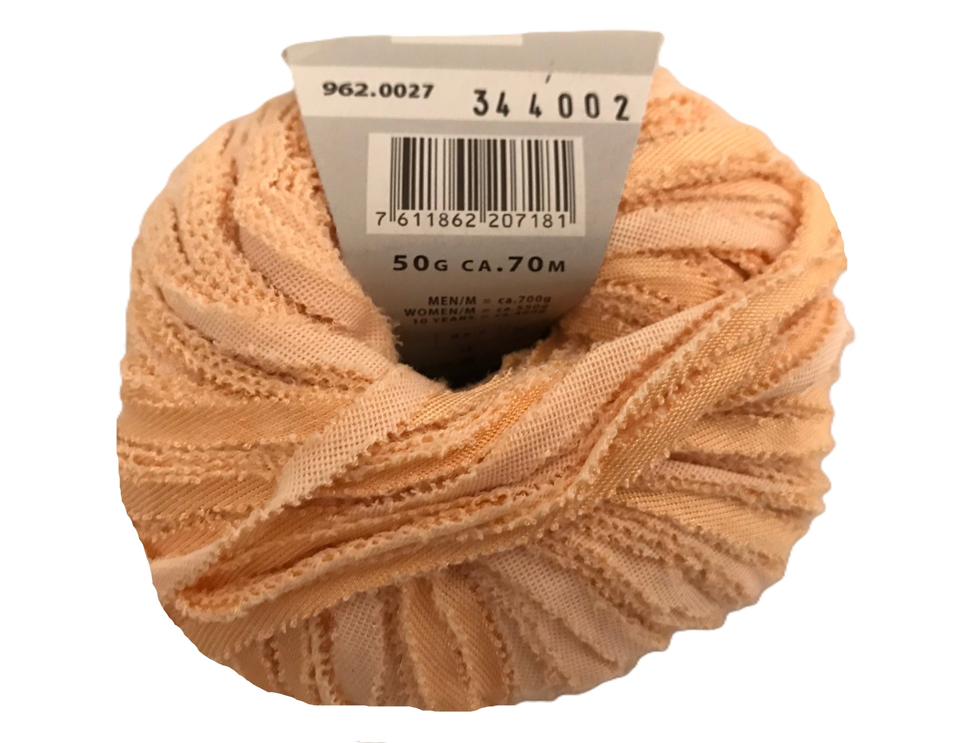 Ball of yarn with a label on a white background