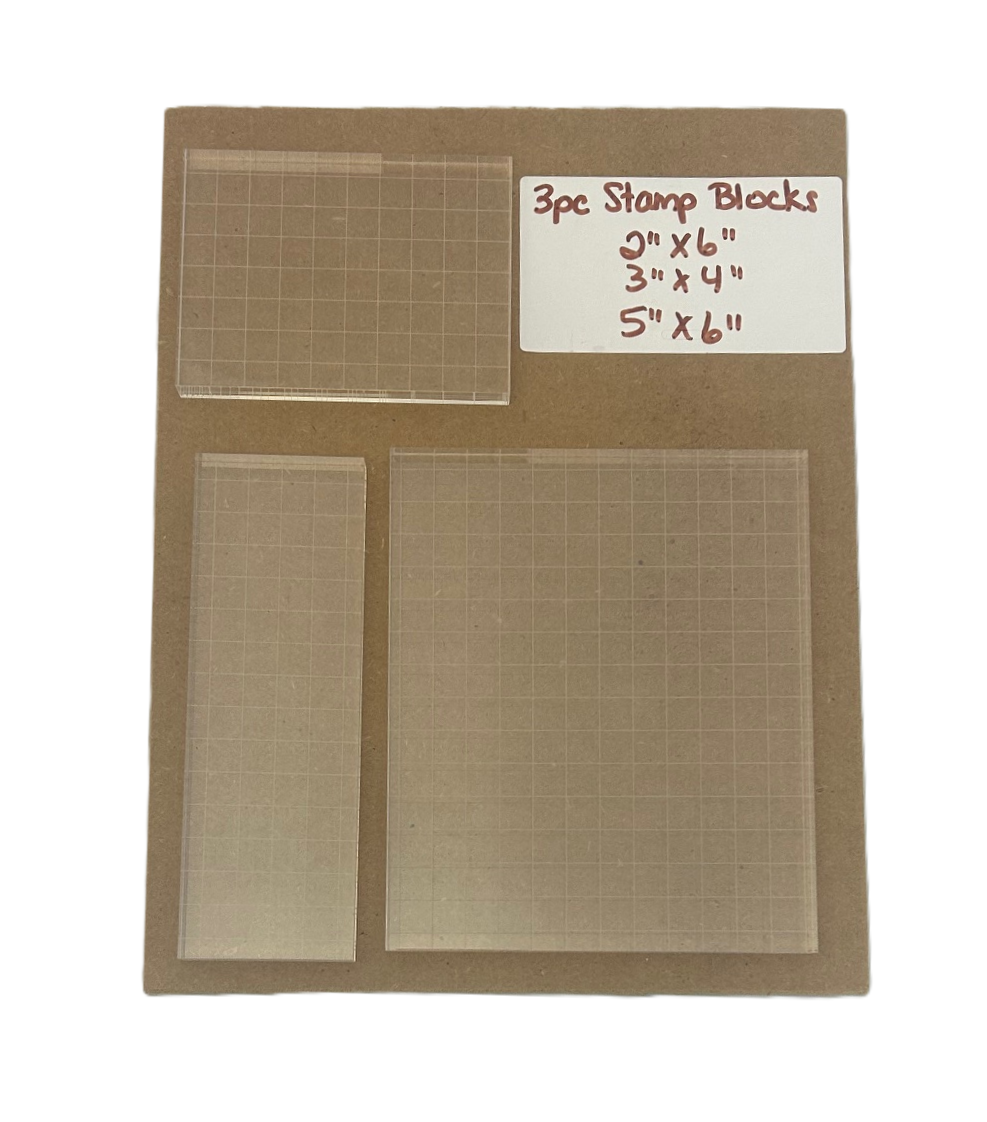 Clear Stamp Blocks Acrylic Grid Rectangular - 3 pc Set