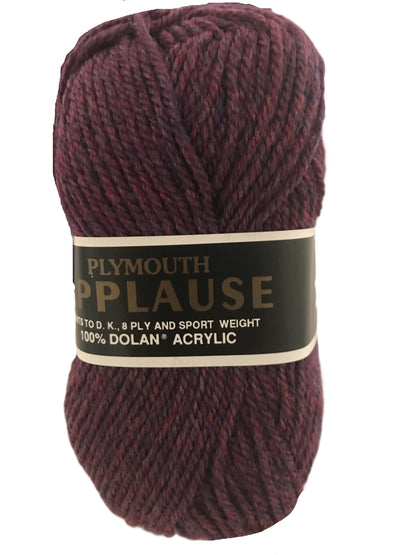 Ball of Plymouth Plause yarn with label on a white background