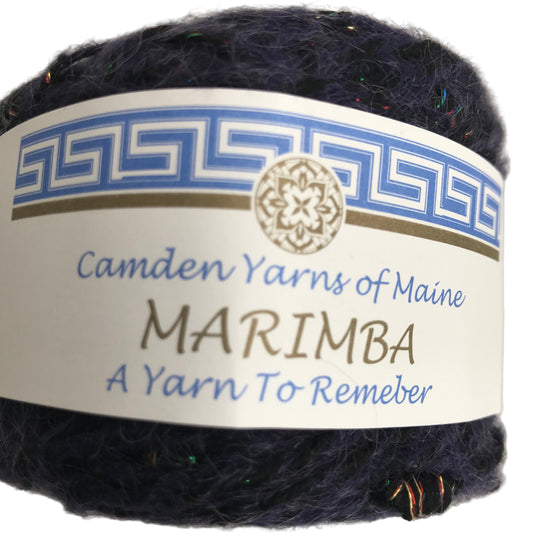 Ball of yarn with Camden Yarns of Maine label on a white background