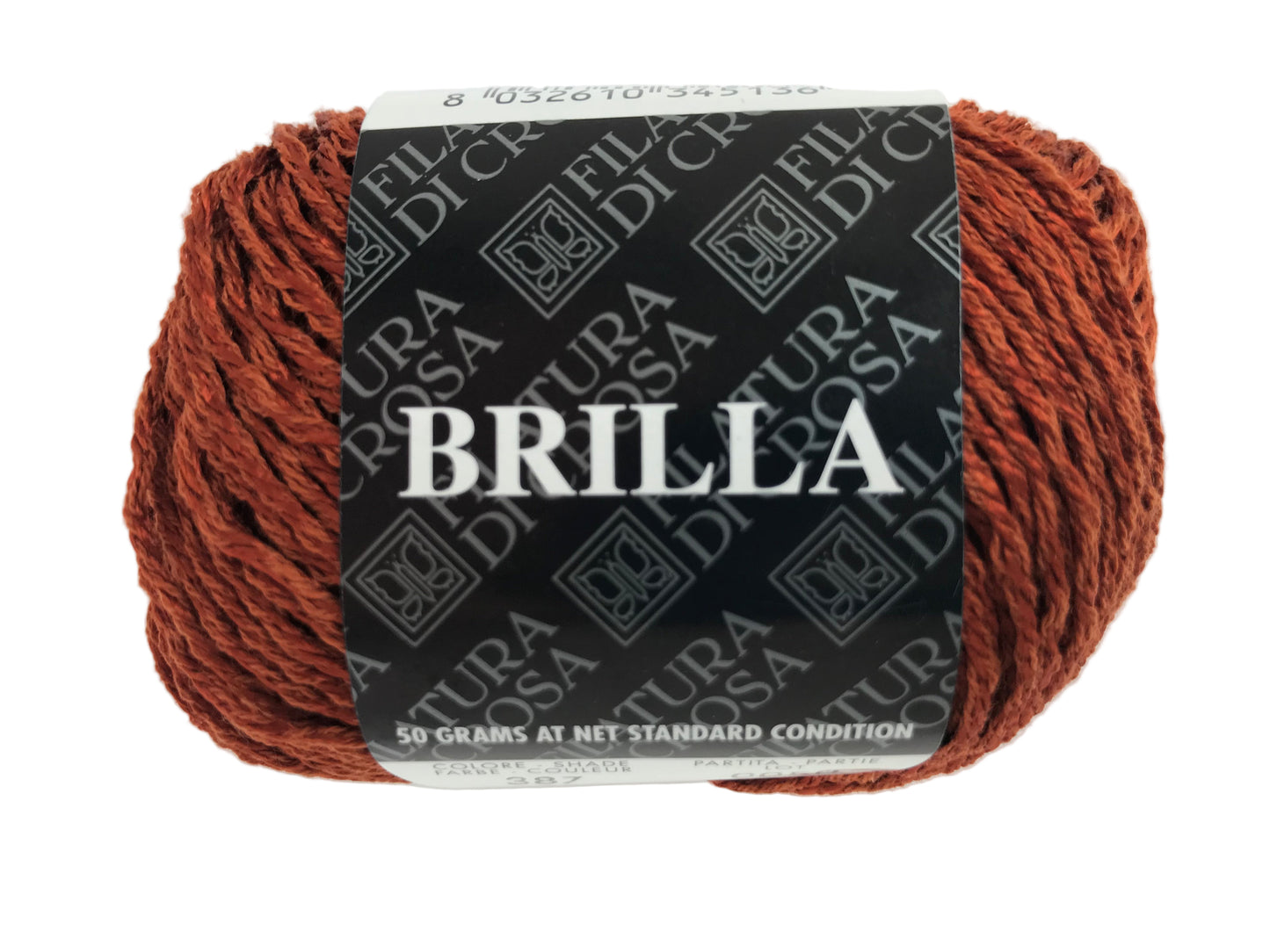 Ball of yarn with 'BRILLA' label on a white background
