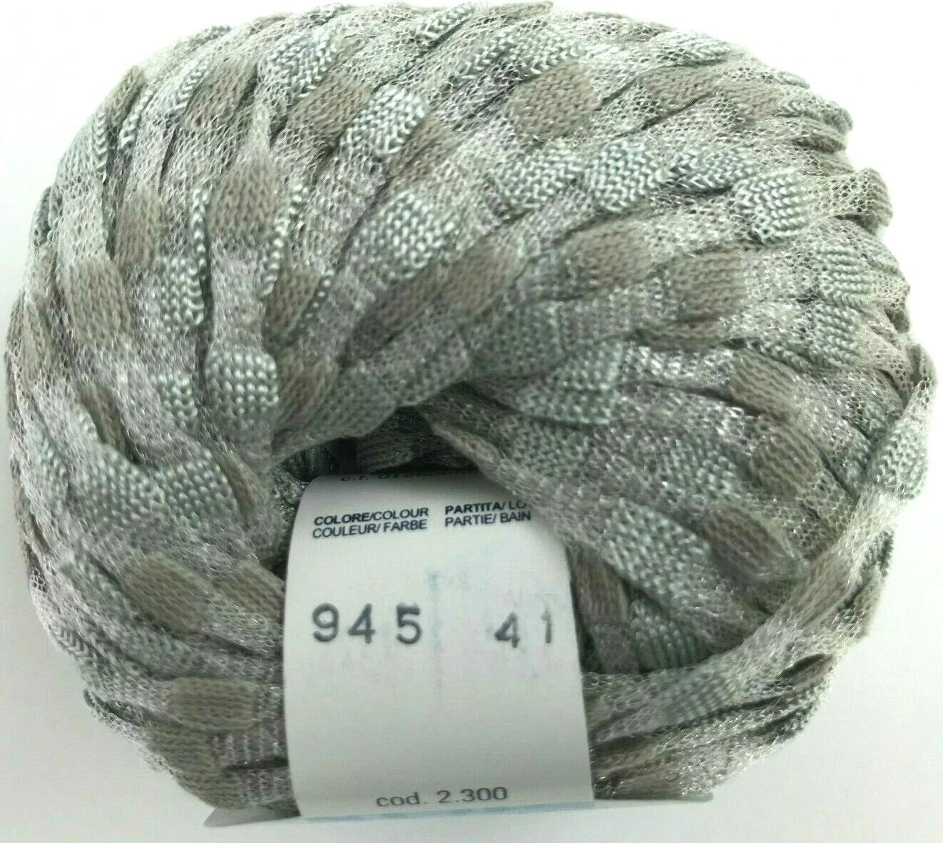 Ball of yarn with a label on a white background