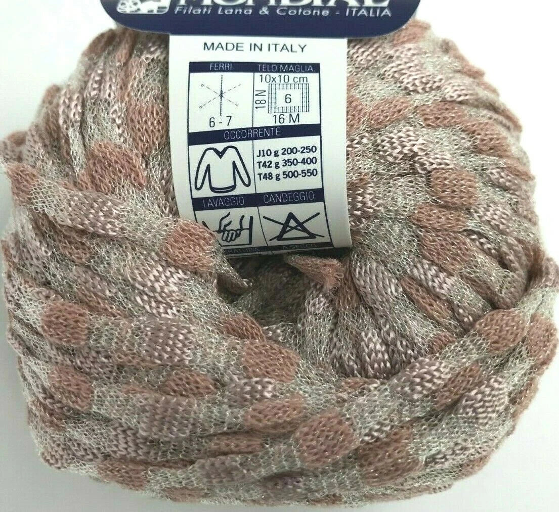 Ball of yarn with a label indicating 'Made in Italy' on a white background