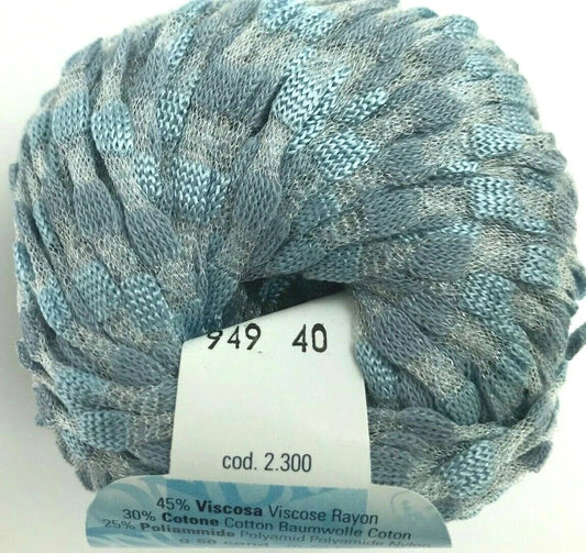 Ball of yarn with a label on a white background