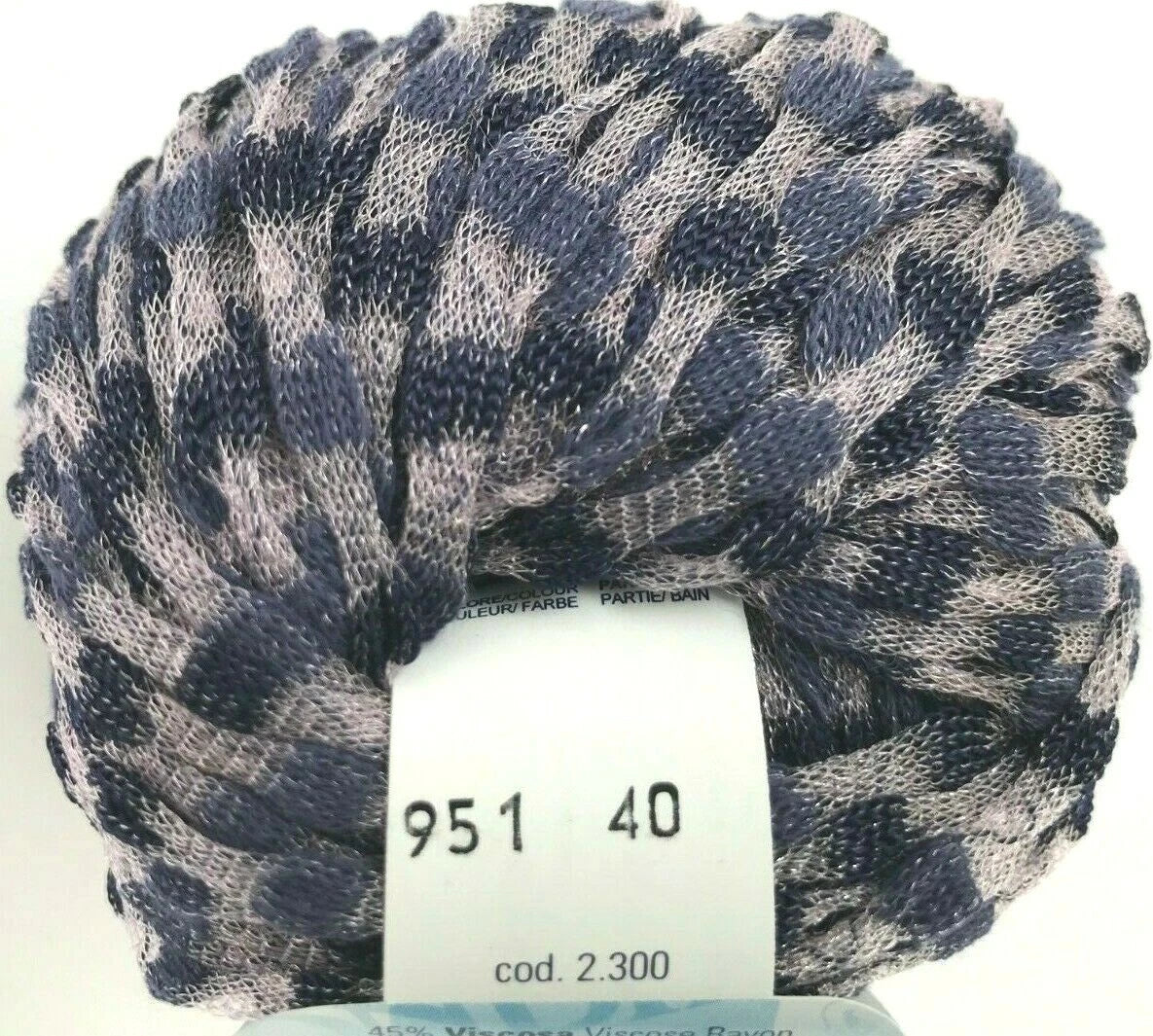 Ball of yarn with a label on a white background