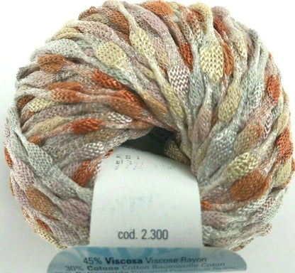 Multicolored yarn ball on a white background