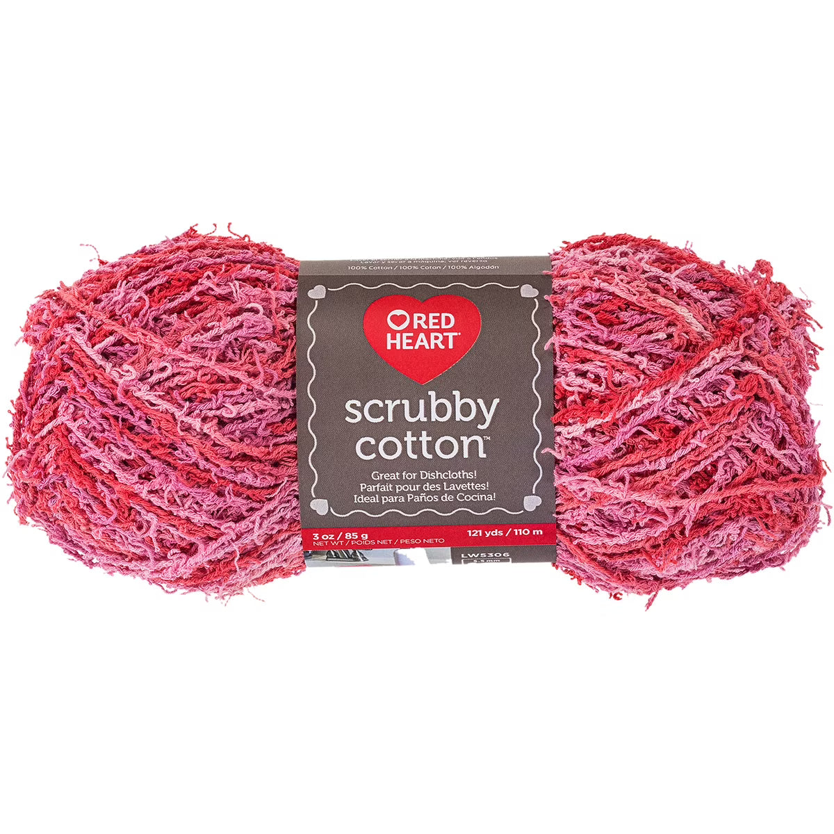 Red Heart Scrubby Cotton Yarn - Blushing Print