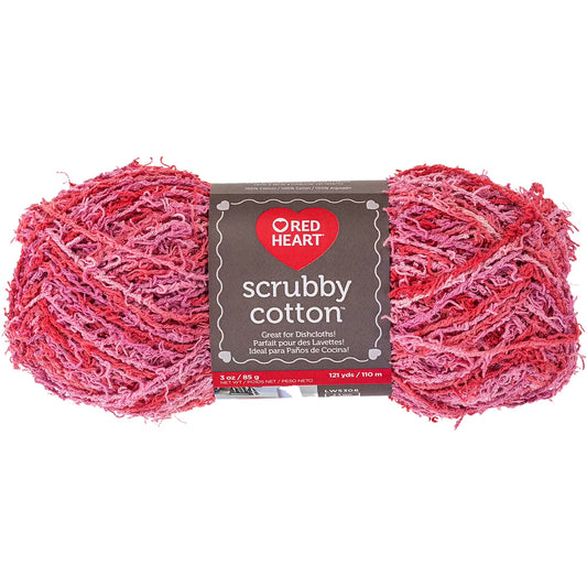 Red Heart Scrubby Cotton Yarn - Blushing Print