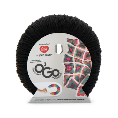 Black yarn ball with O'Go packaging on a white background