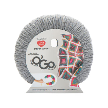Gray yarn ball with a 'O'Go' label on a white background