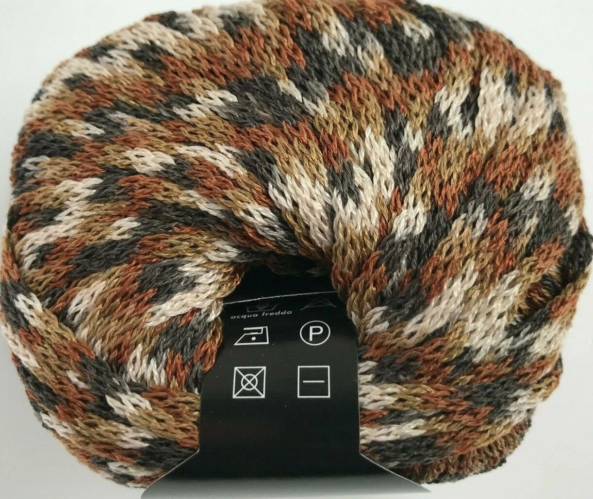 Patterned neck pillow with a label on a white background