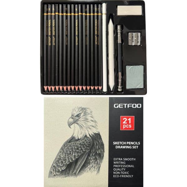 21pc Sketch Pencil Drawing Set - Getfoo Art Supplies - #GF3069-21