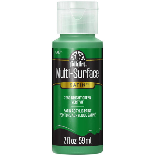FolkArt Multi-Surface Satin Acrylic Paint 2 oz - 2950 Bright Green