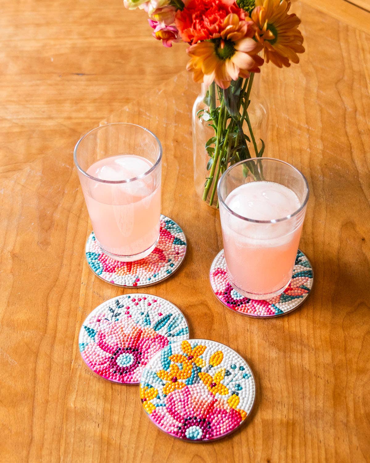 Modern Florals Coasters - Diamond Dotz Art Kit - Makes 4