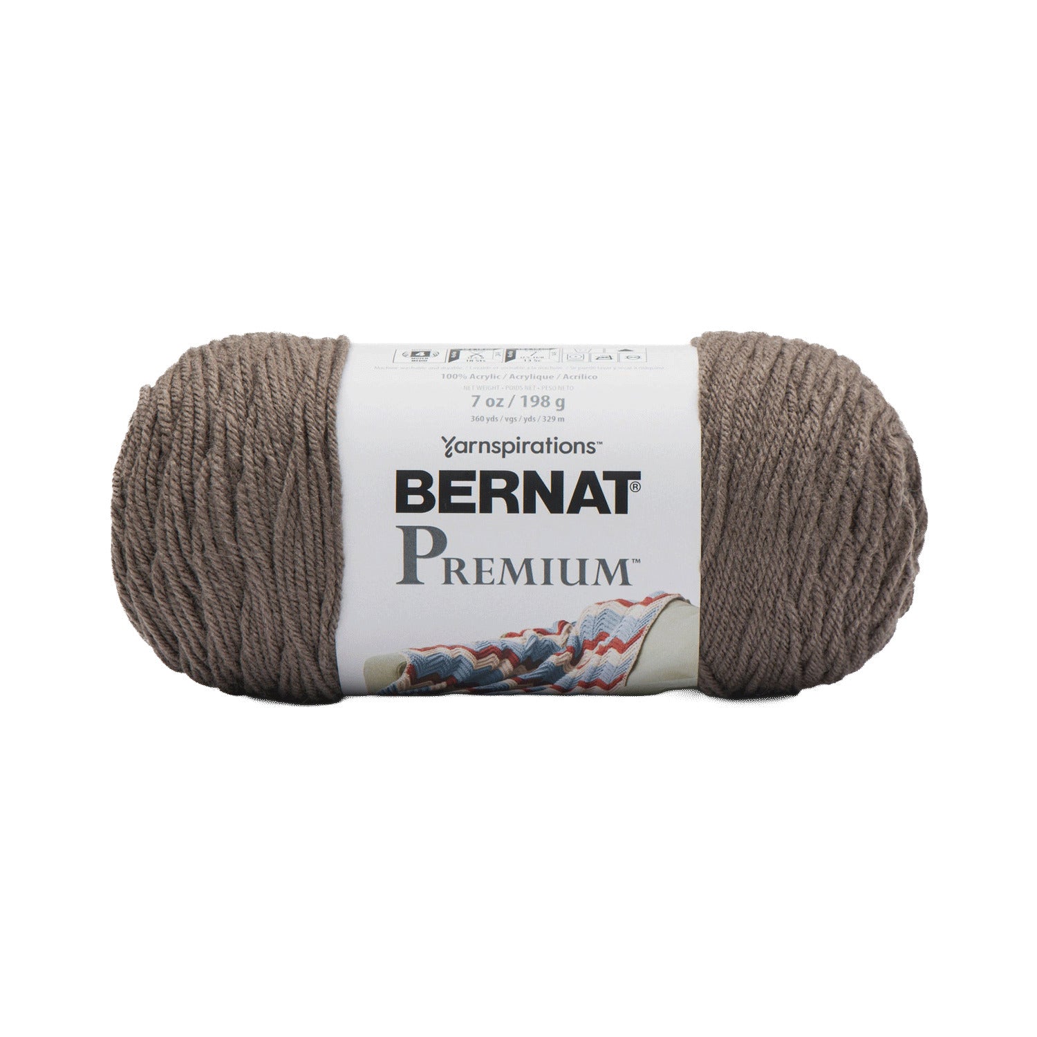 Ball of Bernat Premium yarn on a white background