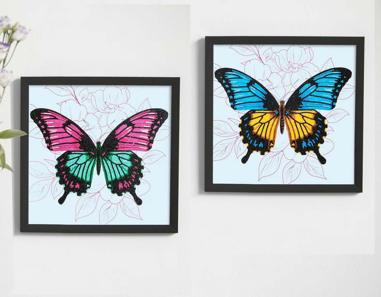 Twins Butterfly Pair - Diamond Painting Art Kit - 12"x12”