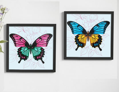 Twins Butterfly Pair - Diamond Painting Art Kit - 12"x12”
