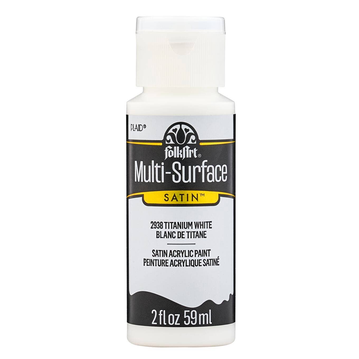 FolkArt Multi-Surface Satin Acrylic Paint 2 oz - 2938 Titanium White