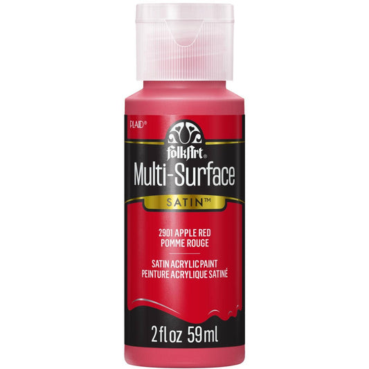FolkArt Multi-Surface Satin Acrylic Paint 2 oz - 2901 Apple Red