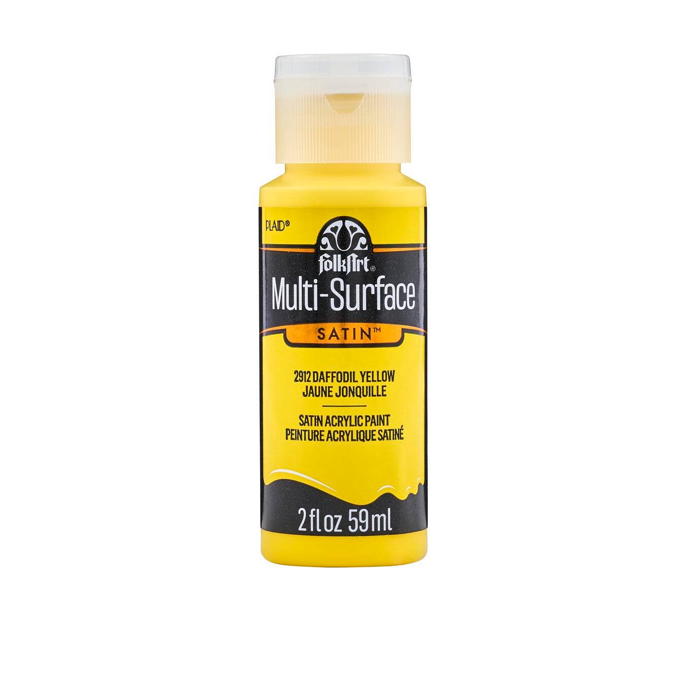 FolkArt Multi-Surface Satin Acrylic Paint 2 oz - 2912 Daffodil Yellow