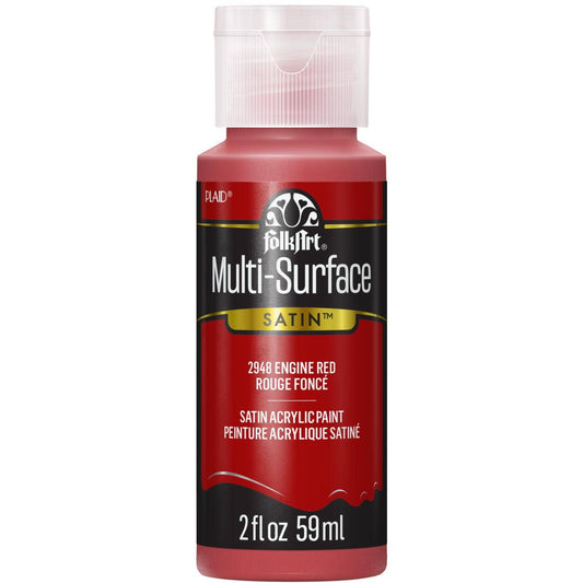 FolkArt Multi-Surface Satin Acrylic Paint 2 oz - 2948 Engine Red