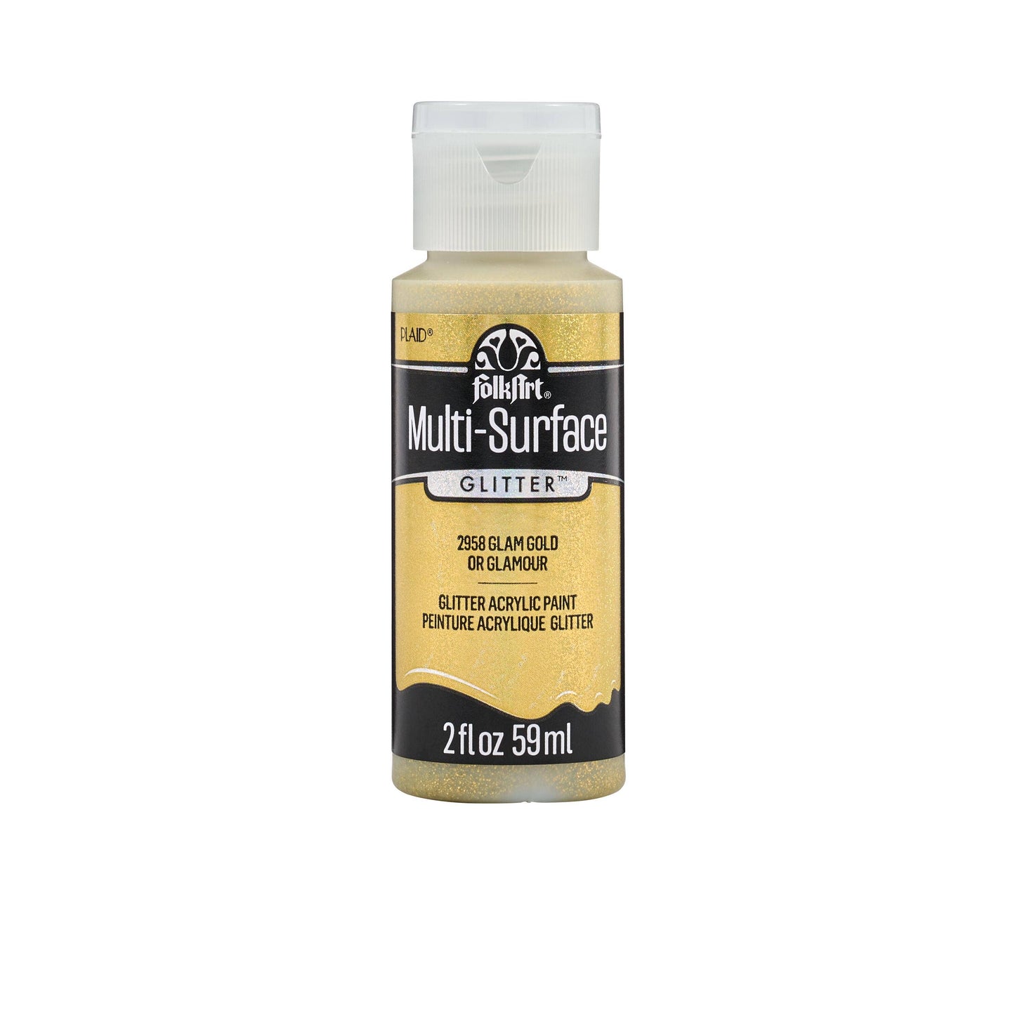 FolkArt Multi-Surface Glitter Paint 2oz - 2958 Glam Gold