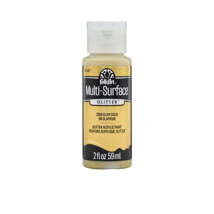 FolkArt Multi-Surface Glitter Paint 2oz - 2958 Glam Gold