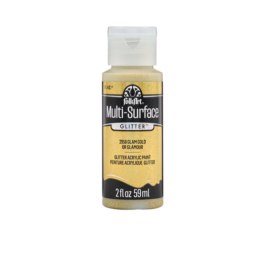 FolkArt Multi-Surface Glitter Paint 2oz - 2958 Glam Gold