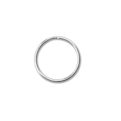 Silver hoop earring on a white background