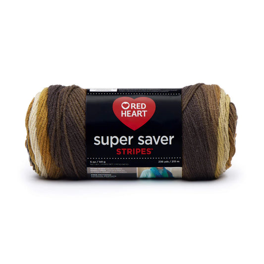 Red Heart Super Saver Stripes Yarn Skein - Latte Stripe 5oz