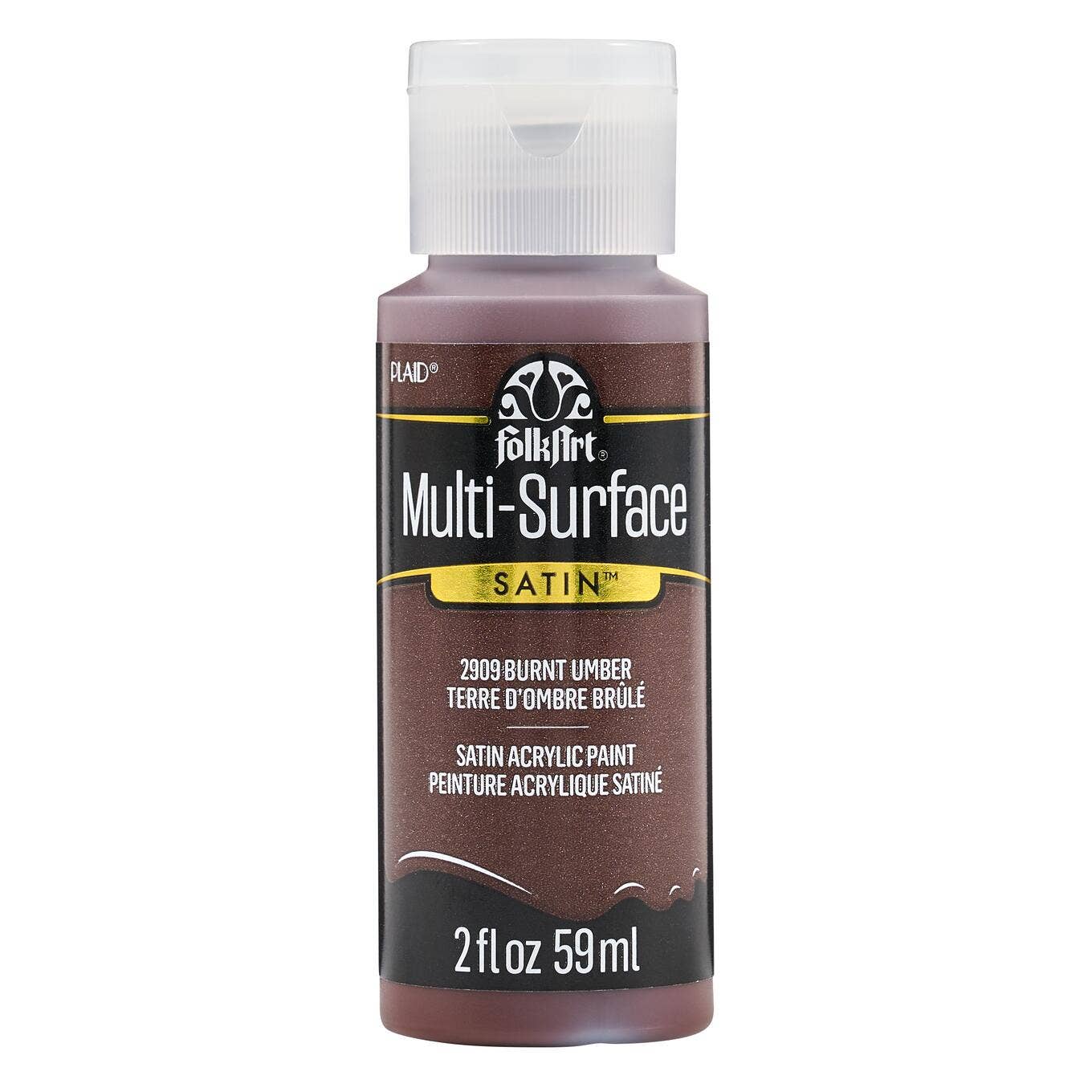 FolkArt Multi-Surface Satin Acrylic Paint 2 oz - 2909 Burnt Umber