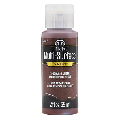 FolkArt Multi-Surface Satin Acrylic Paint 2 oz - 2909 Burnt Umber