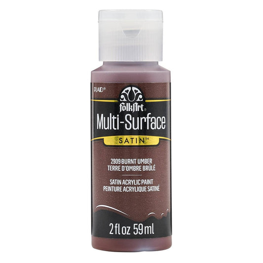 FolkArt Multi-Surface Satin Acrylic Paint 2 oz - 2909 Burnt Umber