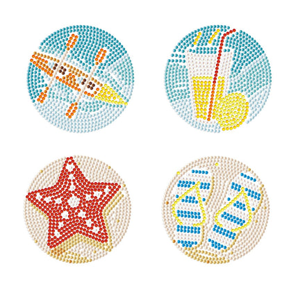 Summer Vacation Coasters - Diamond Dotz Art Kit - Makes 4