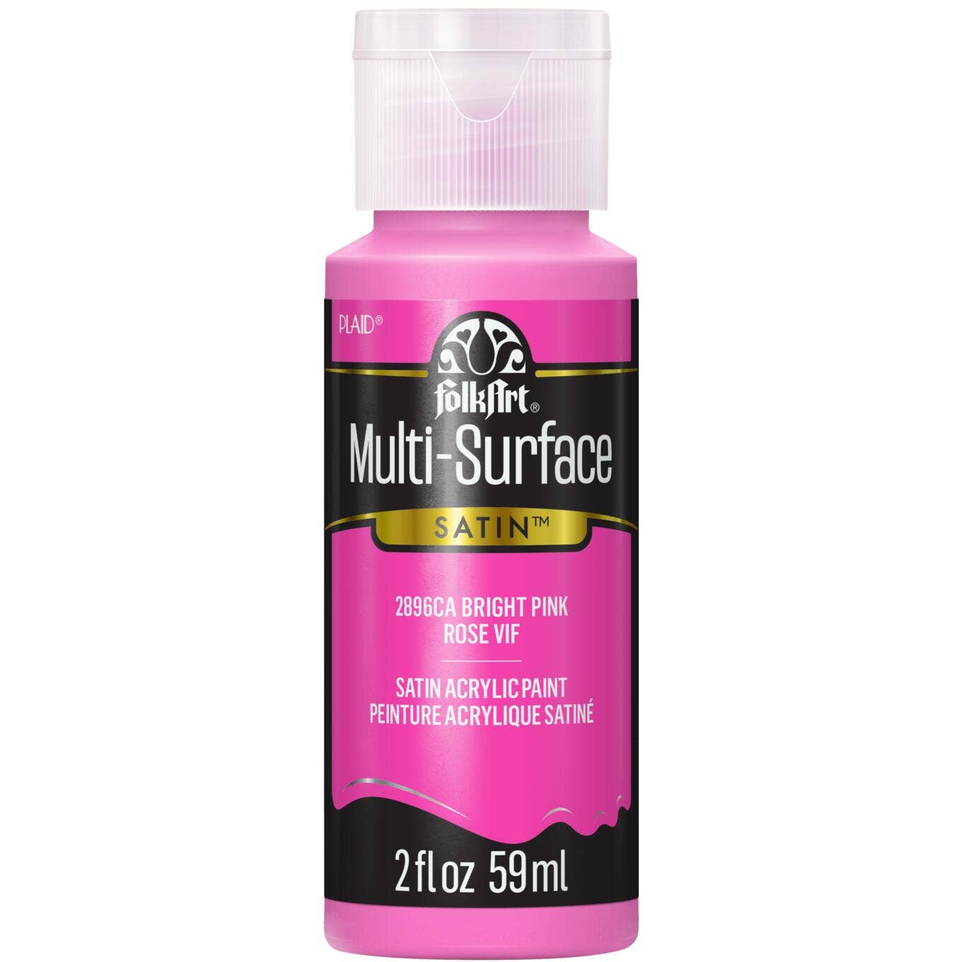 FolkArt Multi-Surface Satin Acrylic Paint 2 oz - 2896 Bright Pink
