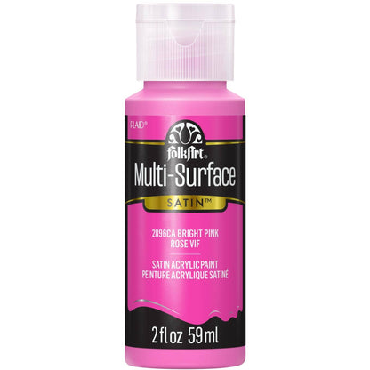 FolkArt Multi-Surface Satin Acrylic Paint 2 oz - 2896 Bright Pink