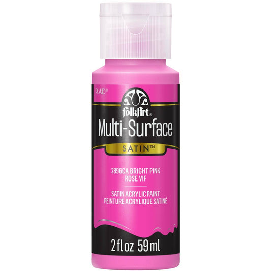 FolkArt Multi-Surface Satin Acrylic Paint 2 oz - 2896 Bright Pink