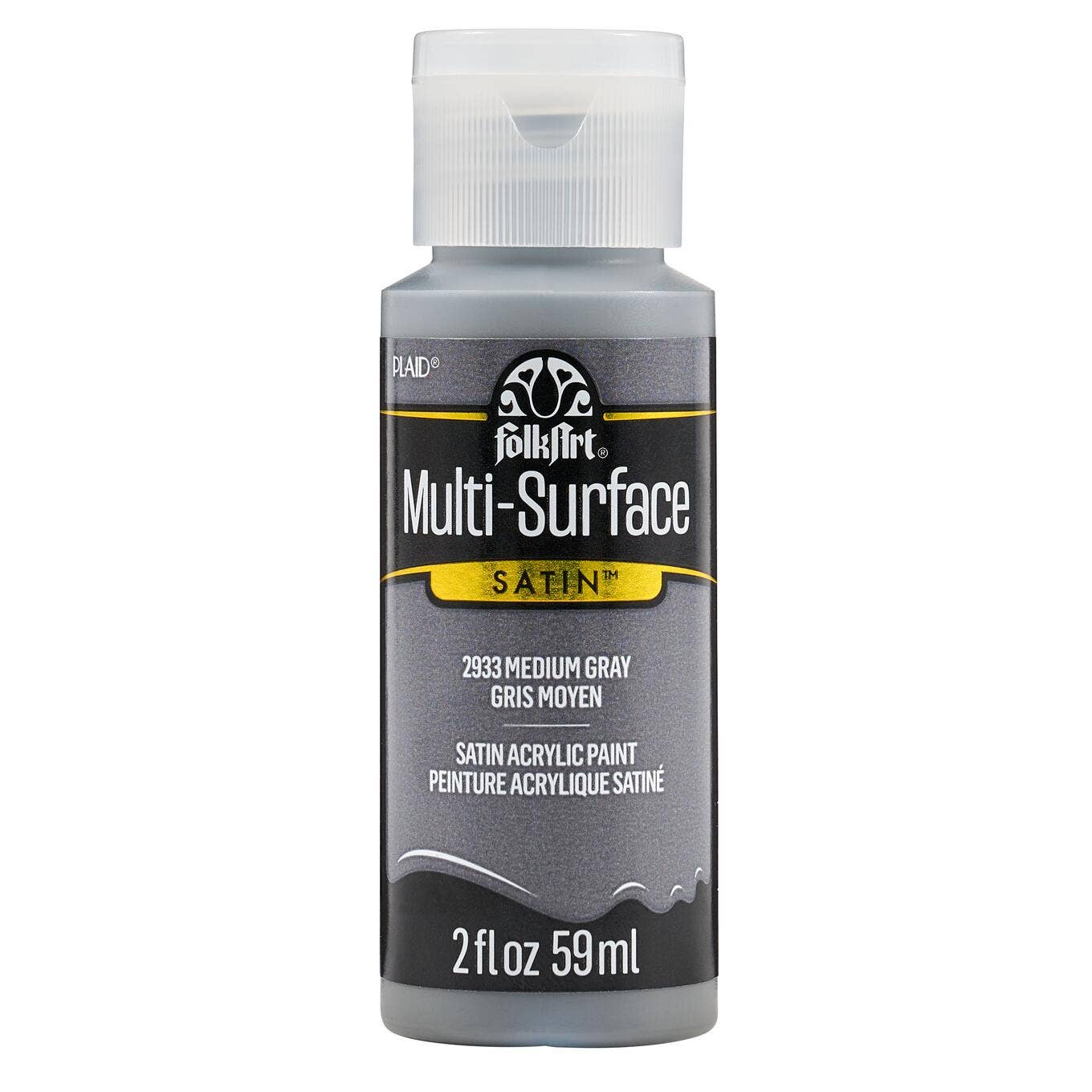 FolkArt Multi-Surface Satin Acrylic Paint 2 oz - 2933 Medium Gray